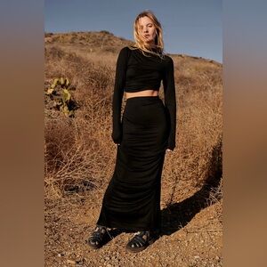 Free People Cierra Long Sleeve Cropped Top & Maxi Skirt Set